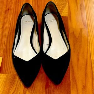 Cole Hana black scallop edge flats in suede